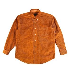 Sundance Mens Burnt Orange Corduroy Button Down Shirt Large Long Sleeve Pocket